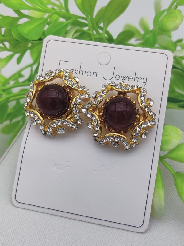 Imported Dual-toned Radiant Stud Earrings – A Fusion Of Elegance And Glam